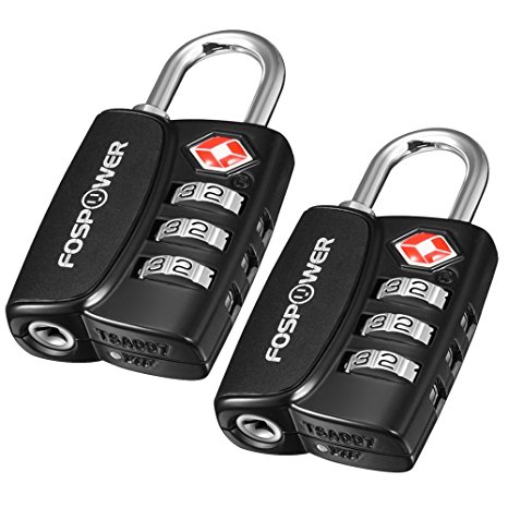 Luggage Locks TSA Approved, FosPower (2 Pack) Open Alert Indicator 3 Digit Combination Padlock Alloy Body for Travel Bag, Suitcase, Lockers, Gym, Bike Locks or Other
