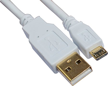 rhinocables® 5m Metre White Usb 2.0 Micro B Data Cable lead to USB A Male Gold Contacts
