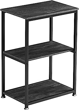 VECELO Tall End Side Table, 30" Height Nightstand with 3-Tier Storage Shelf for Living Room Bedroom Office Hallway Study, 1-Pack, Carbon Grey