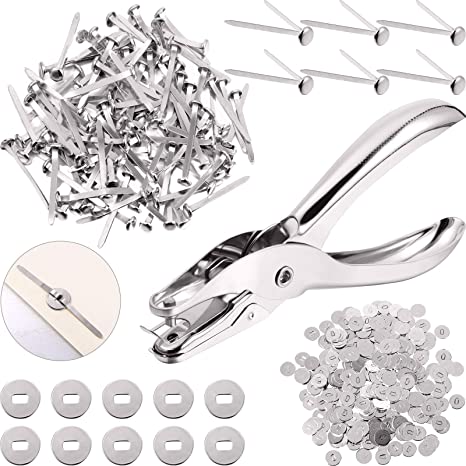 100 Pieces Brass Paper Fasteners Paper Brads, and 300 Pieces Plated Brass Washers with Hole Punch (Silver, 3/2inch)