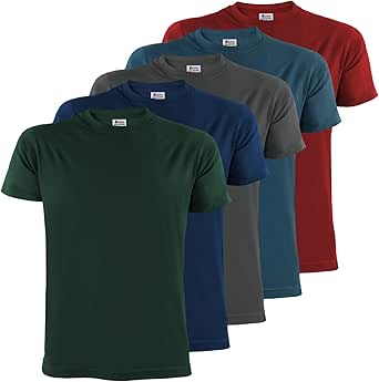 ALPIDEX T-Shirts Hommes Noir Unis à Col Rond Lot de 5, Taille S M L XL XXL 3XL 4XL 5XL