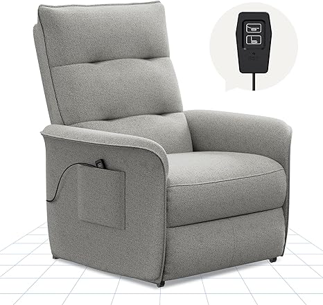 FLEXISPOT Electric Power Recliner Chair Sofa for Adults Infinite Position Recliner up to 330 Lbs, 2 Side Pockets, Recliners for Small Spaces, Powered Reclining for Living Room and Bedroom (Light Grey)