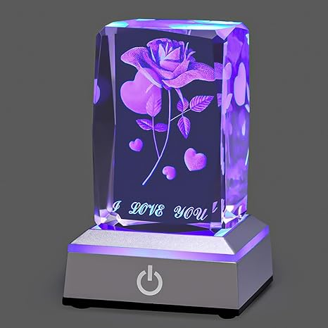 hochance 3D Rose Crysatl I Love You Multicolor Nightlight,Mothers Day Gifts Ideas for Mom Wife from Daughter Husband,Valentines Anniversary Birthday Presents for Girlfriend Couple Her