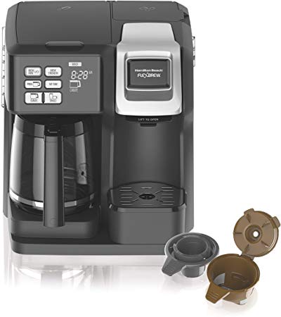 Hamilton Beach (49976) Coffee Maker, Single Serve & Full Coffee Pot,Compatible withK-Cup Packs or Ground Coffee, Programmable, FlexBrew, Black (Renewed)