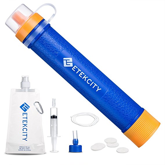 Etekcity Portable Water Filter Filtration Straw Purifier Survival Gear, 1500L Emergency Camping Equipment 3-stage Filtration, 0.01 Micron, Survival Kit Hurricane Storm Supplies