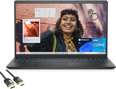 Dell Inspiron 15 Laptop, 15.6" FHD Touchscreen Display, 13th Gen Intel Core i5-1335U, 16GB RAM, 1TB PCIe SSD, Wi-Fi 6, Webcam, Keypad, USB-C, SD Card Reader, US Version KB, PDG HDMI Cable, Win 11 Pro