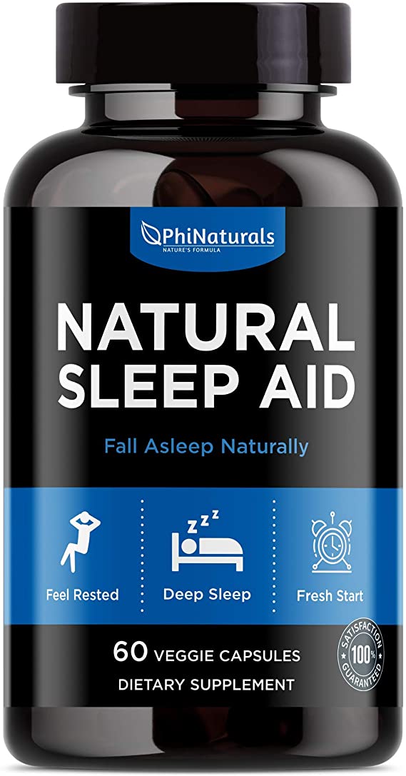 Natural Sleep Aid with Melatonin – [60 Capsules] GABA and Valerian Root | Passion Flower & Hops | Skullcap & Chamomile | Fall Asleep Fast Holistic Supplements for Adults – Sleeping Pills Alternative