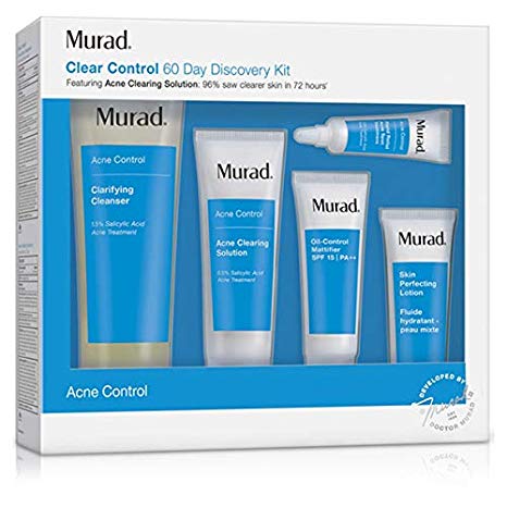 Murad 60 Day Acne Control Kit - (Cleanser, Clearing Solution, Oil Control Mattifier, Spot Treatment, Perfecting Lotion), Acne Treatment Kit Proven to Rapidly Clear Breakouts and Restore Smooth Skin