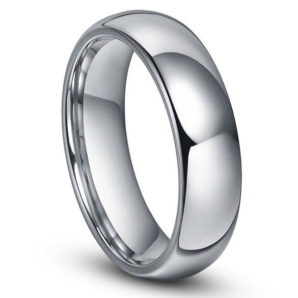 6MM Tungsten Men's Plain Dome Polished Wedding Band Ring Size 4-16