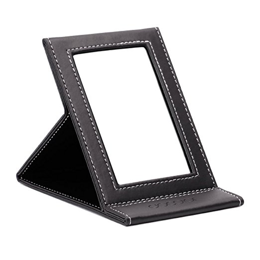 Docolor Makeup Pocket Mirror Portable Folding Stand Travel Mirror（Black）