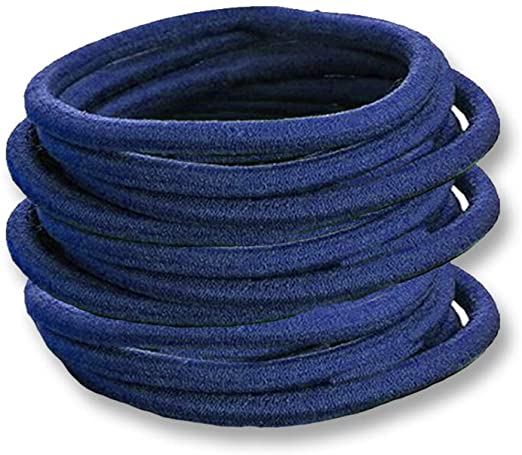 12 x Elastic Hair Bands/Bobbles by Lizzy® (Navy (Thick))