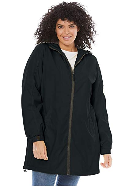 Women's Plus Size Hooded Slicker Raincoat