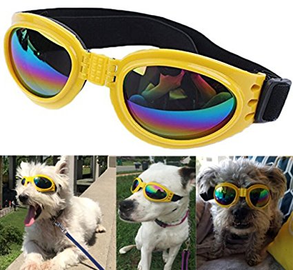QUMY Dog Sunglasses Eye Wear Protection Waterproof Pet Goggles for Dogs about over 15 lbs