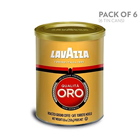 Lavazza Qualita Oro Ground Coffee Blend, Medium Roast, 8.8-Ounce Cans (Pack of 6)