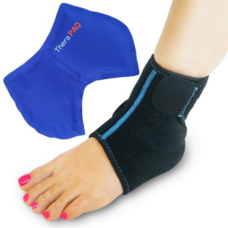 Foot & Ankle Brace Support with Hot & Cold Pack, Adjustable Wrap, Multi-Purpose, Microwaveable, Freezable and Reusable (XS-XL)