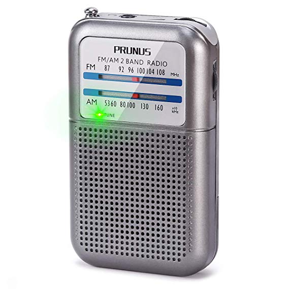 PRUNUS DE333 AM/FM Portable Pocket Radio Mini Compact Transistor Radio [Close to Credit Card Size], Excellent Reception, Tuning Knob with Signal Indicator, AAA Battery Operated