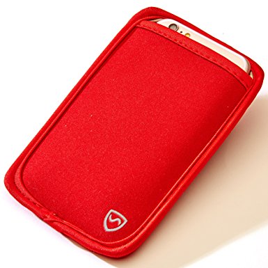 SYB Phone Pouch, EMF Protection Sleeve for Cell Phones up to 3.25" Wide, Red