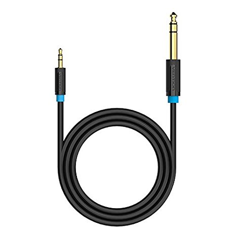 Vention 3.5mm 1/8" Male to 6.35mm 1/4" Male TRS Stereo Audio Cable with Infection Molding Shell Design for iPod Laptop Home Theater Devices and Amplifiers Black 1M (3ft)