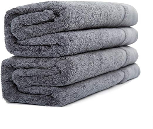 sense gnosis Luxury Grey Bath Towels Ultra Absorbent Quick Dry Bathroom Towels Super Soft 100 Percent Terry Cotton Towel Set of 2, 27.5 X 55 Inch