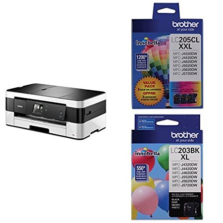 Brother Printer MFCJ4420DW Wireless Color Inkjet All-In-One with Scanner, Copier and Fax Printer, Amazon Dash Replenishment Enabled and  Multi Pack Ink Cartridge, Cyan/Magenta/Yellow/Black