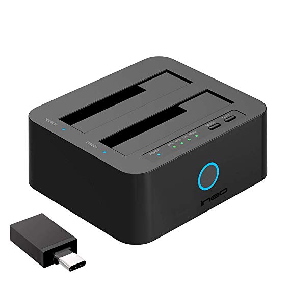 ineo USB 3.0 Dual Bay SATA Hard Drive Offline Stand-alone Clone Docking Station Duplicator For 2.5 & 3.5 inch HDD SSD Caddy [T3527-VIII ]