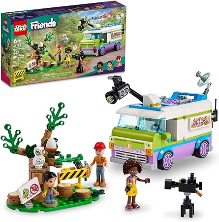 LEGO Friends Newsroom Van 41749 Building Toy Set, Creative Fun for Ages 6 , Includes Accessories So Kids Can Pretend to Film and Report The News, A Fun Birthday Gift for Kids Who Love Role Play