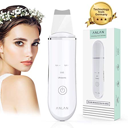 Skin Scrubber, ANLAN Facial Spatula Cleaner Ultrasonic Skin Scrubber 4 In 1 Blackhead Acne Pimple Blemish Dead Skin Remover Gentle Peel Exfoliation and Anti-Aging