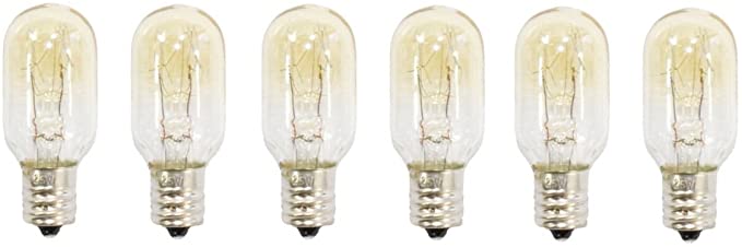 25 Watt tubular bulbs for Himalayan Salt Lamps (Package of 6 bulbs) - fits E12 Socket