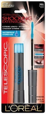 L'Oreal Paris Telescopic Shocking Extensions Waterproof Mascara, Black, 0.24 Fluid Ounce (Pack of 3)