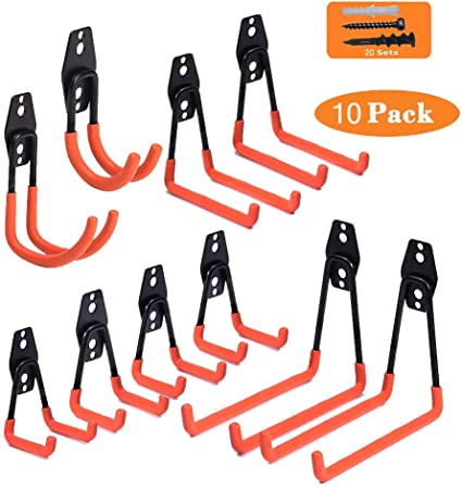 Garage Hooks,Reehi Heavy Duty Storage Tool Hooks,Utility Double Hooks for Organizing Power Tool,Ladders,Bulk Items (Pack of 8)