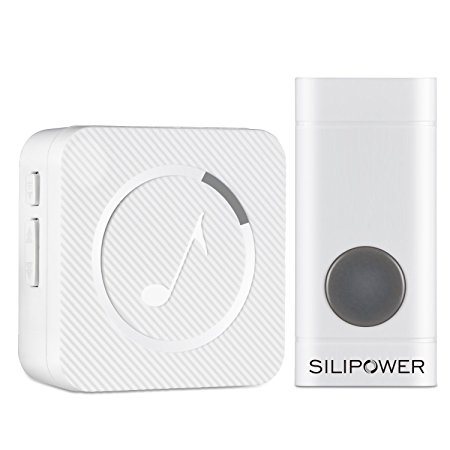 Wireless Doorbell, Silipower Ring Chime Operating over 1000 feet, 1 Waterproof Remote Push Button & 1 Plugin Receiver with LED Indicator, for Home / Office – White