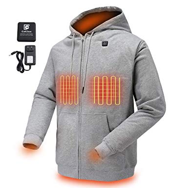 COLCHAM Heated Hoodie Soft Fleece with Battery and Charger (Unisex)
