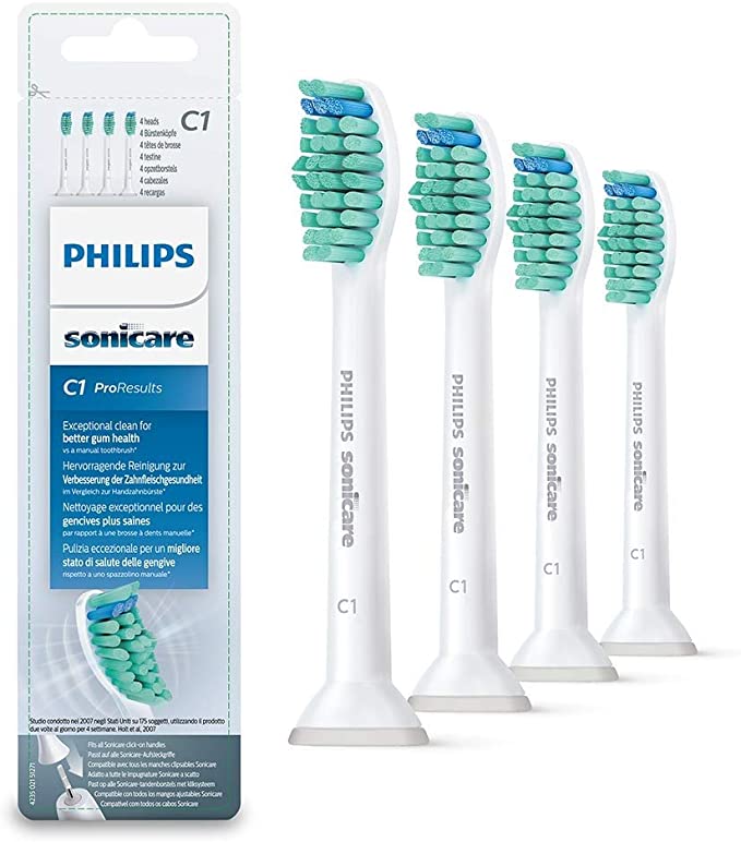 Philips Genuine Sonicare Pro Results Brush Heads, White, Pack of 4 - HX6014/26