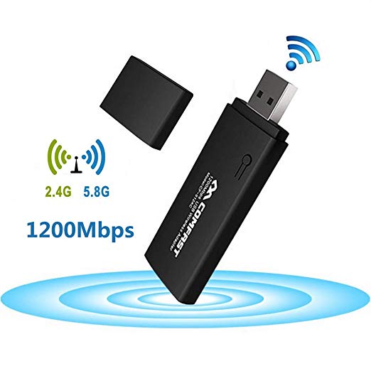 Wifi Adapter COMFAST AC1200Mbps USB 3.0 WiFi Dongle Signal Booster Dual Band 2.4GHz/5.8GHz Wireless Network Card USB Stick for PC Desktop Laptop Support for Win Vista /7/8.1/10/XP/MAC 10.6 -10.15