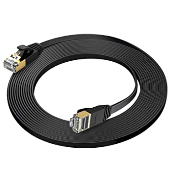 Ethernet Cable 25 ft, TBMax Cat 7 Flat Shielded Computer LAN Wire, High Speed Internet Network Patch Cord for Router, Modem, Xbox, Switch, TV Box -25 feet/Black