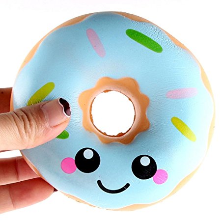SANNYSIS Squishies Slow Rising Squishies Lovely Doughnut Cream Scented Jumbo Squishies Slow Rising Collection Slow Squishies Food Bread Cake 11×11×4cm (Blue)