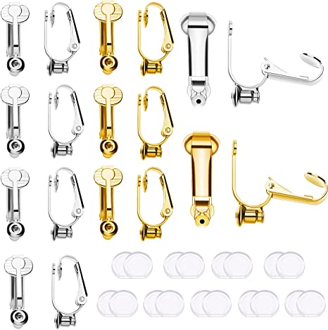 18 Pieces Clip-on Earrings Converter Components with Post for Non-Pierced Ears and Comfort Earring Pads