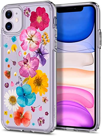 Cocomong for iPhone 11 Case 6.1 inch Cute Real Pressed Dry Floral Flower Pattern Style Transparent Clear Soft TPU Protective Flower iPhone Case for iPhone 11 for Girls Women Anti-Scratch-Drop