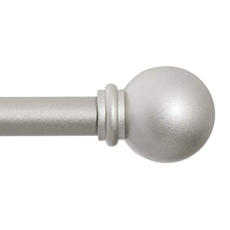 Kenney 5/8” Chelsea Ball Decorative Window Curtain Rod, 28-48", Champagne Silver