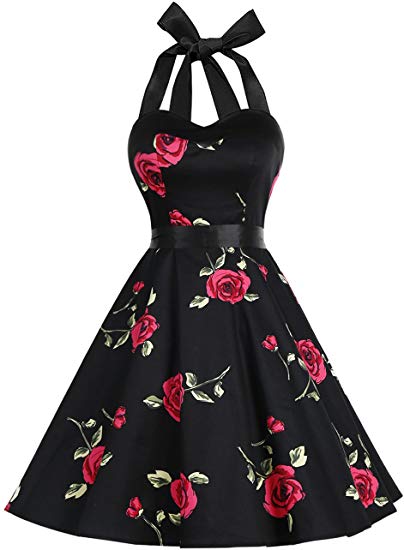 DRESSTELLS Vintage 1950s Rockabilly Polka Dots Audrey Dress Retro Cocktail Dress