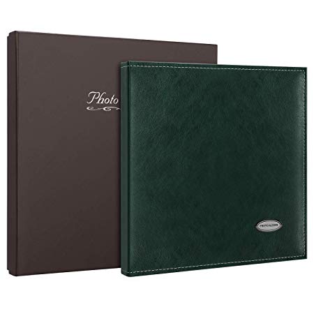 Magicfly Magnetic Self Stick Photo Album, 40 Sheet, 80 Pages, Large Leather Family Photo Albums for 3x5, 4x6, 5x7, 6x8, 8x10 Photos, 12. 5 X 10. 7 Inch, Dark Green