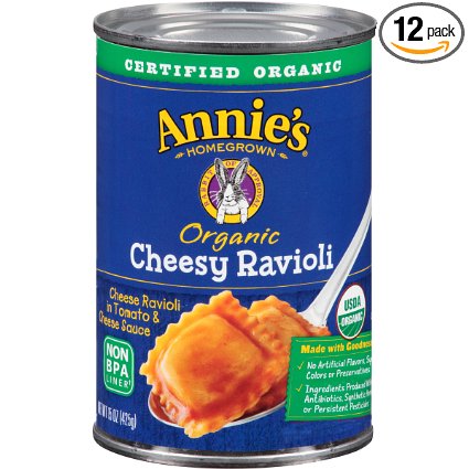 Annie's Homegrown Organic Cheesy Ravioli, 15.0 Ounce Tins (Pack of 12)