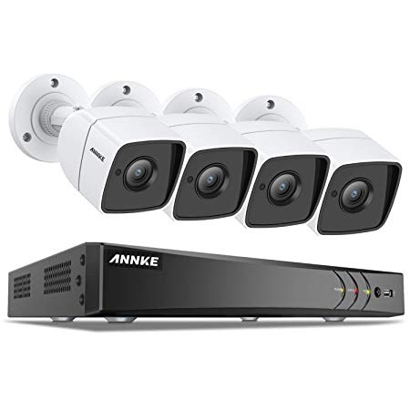 ANNKE 8CH 5MP Ultra HD CCTV Camera System with H.265  Compression, and (4) 2560X1944P HD Weatherproof Cameras, IR LED Array, Email Alert with Snapshots, Remote Access