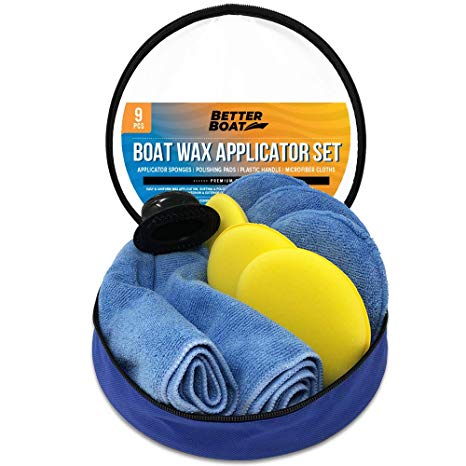 Better Boat Microfiber Wax Applicator Pad Foam Applicator Pads Sponges Cloth and Handle Waxing Set Detailing Polishing for Boats Cars and More