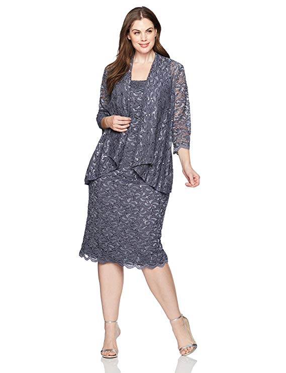 Alex Evenings Women's Plus Size Lace Jacket Dress