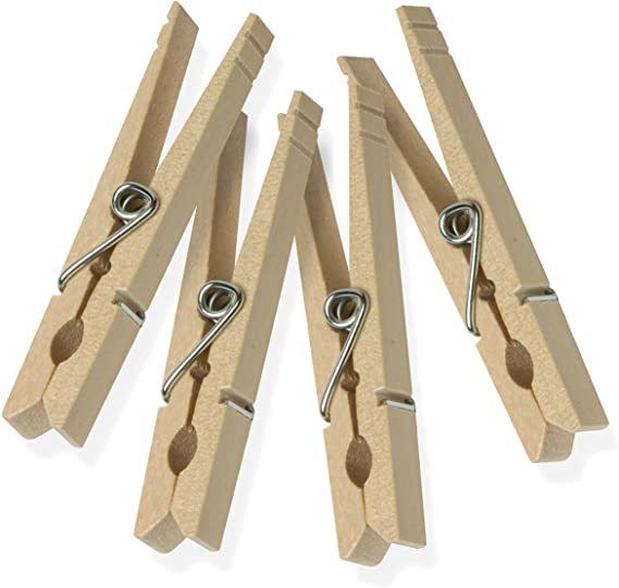 Honey-Can-Do DRY-01376 Wood Clothespins with Spring, 100-Pack, 3.3-inches Length