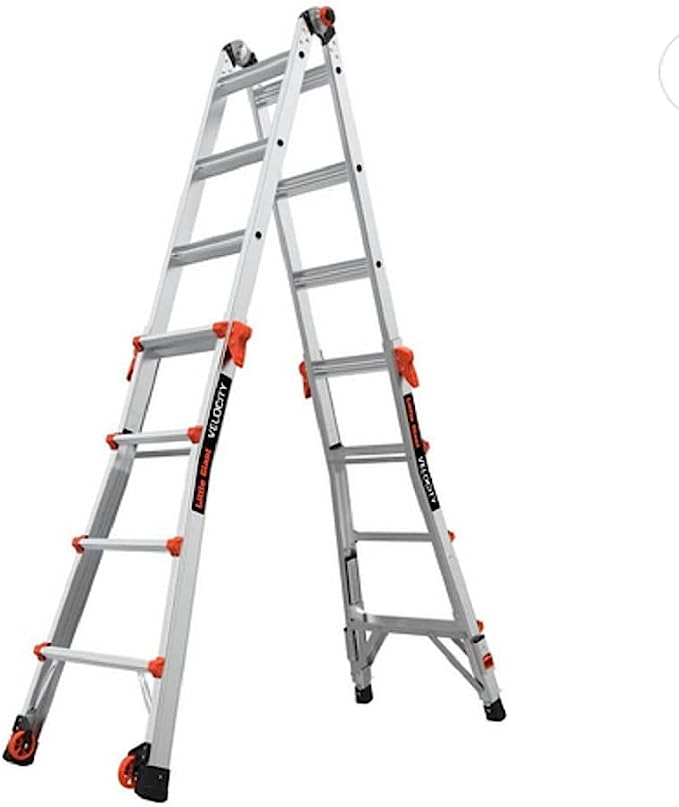 Little Giant Ladder Systems, Velocity with Wheels, M17, 17 Ft, Multi-Position Ladder, Ratchetâ„¢ Leg levelers, Aluminum, Type 1A, 300 lbs Weight Rating, (15417-801)
