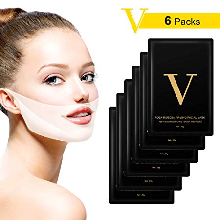 V Line Mask, HailiCare 6 Pcs Chin Up Tightening Patch, Double Chin Reducer Lifting Face Mask Intense Lift Layer Mask, V Shape Slimming Facial Neck Mask, V Line Firming Moisturizing Tape Mask for Face and Neck Lift