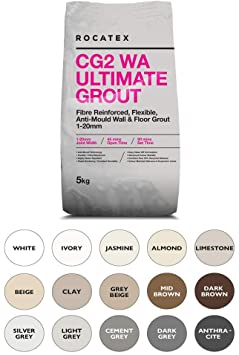 Rocatex CG2 WA Ultimate Grout Semi-Smooth Finish Grout for Walls Or Floor Bathroom Tile Grout 5KG - Dark Grey