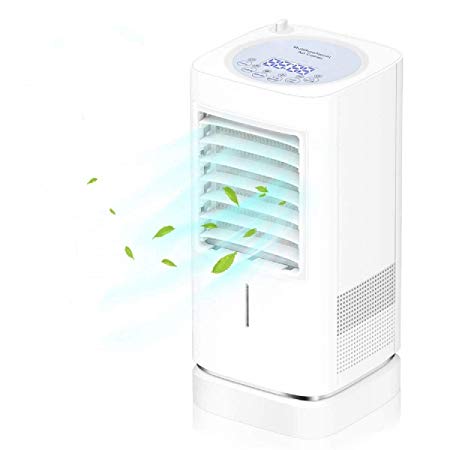 Portable Air Conditioner Fan, Mini Personal Evaporative Air Cooler Small Desktop Cooling Fan with Nightlight and Humidification Function, Super Quiet Personal Table Fan Mini Air Circulator Cooler